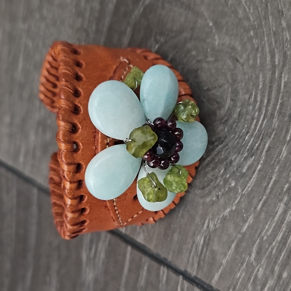 Leather adjustable cuff bracelet